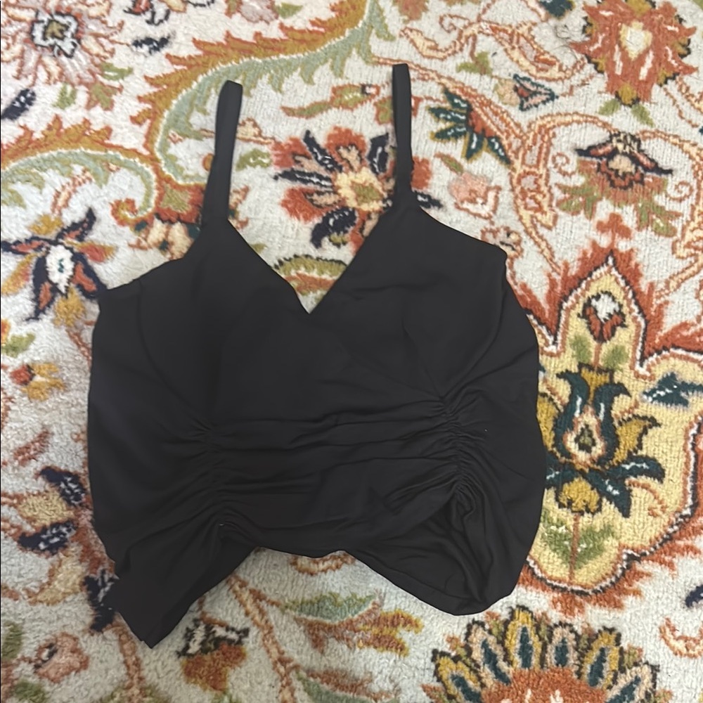 Forever 21 Black Ruched Asymmetrical Camisole